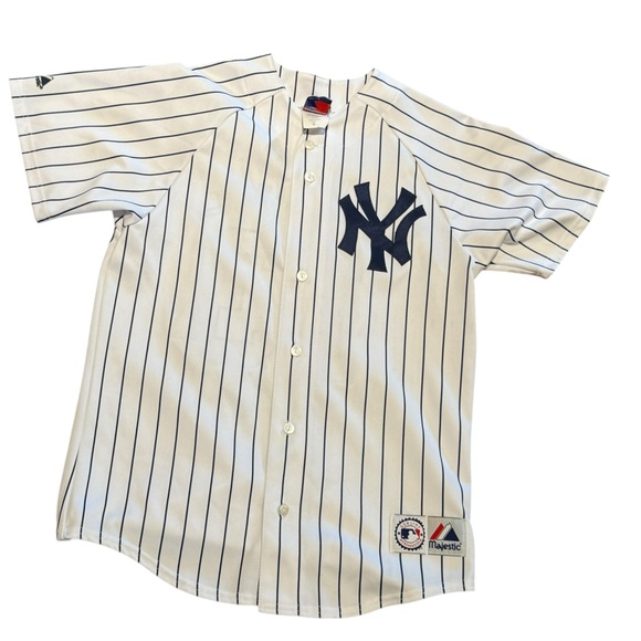 Majestic Other - New York Yankees Rodriguez # 13 Majestic White and Blue Striped Jersey Made USA